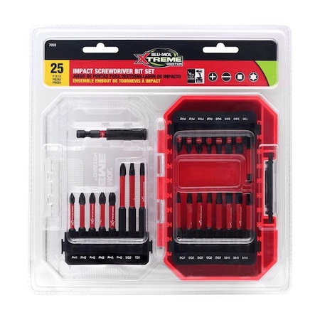 Blu-Mol Xtreme Blu-Mol Xtreme Assorted Impact Driver Bit Set S2 Tool Steel 25 pc E0217059